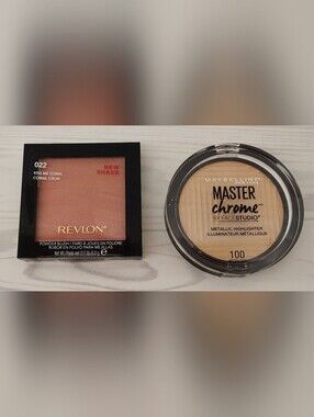 Revlon Kiss Me Coral Powder Blush & Maybelline Master Chrome New
